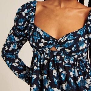 Abercrombie & Fitch Floral Blouse Twist Front Smocked